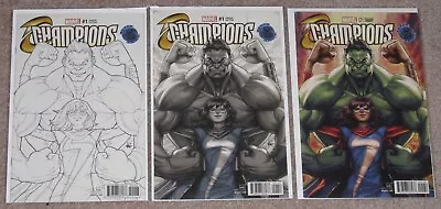 Buy Champions #1 Legacy Edition Artgerm Color, Sketch, Copic Variant Set • 19.91£