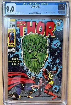 Buy THOR #164 Marvel 1969 Jack Kirby Stan Lee Silver Age Off-White Pages CGC 9.0 • 135.91£