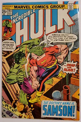 Buy The Incredible Hulk Comic Book - Issue #193 Samson- Nov 1975 Marvel • 11.92£