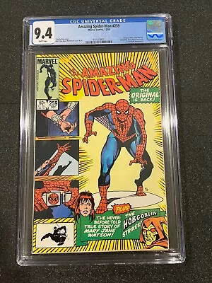 Buy Amazing Spider-Man 259, CGC 9.4 White 1984, Ron Frenz, Art Palms Falco Story • 56.29£