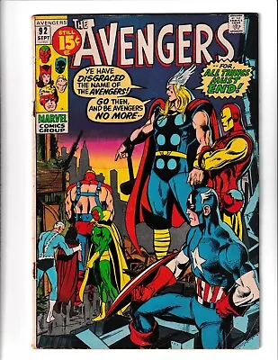Buy Avengers 92 Good Marvel Comics Book Low Grade Kree Skrull War Neal Adams (1971) • 15.27£