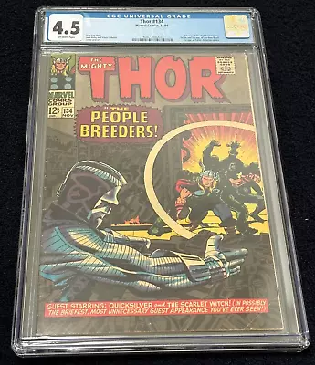 Buy Thor #134 (Nov 1966) ✨ Graded 4.5 OFF-WHITE Pages By CGC ✔ 1st High Evolutionary • 60.05£