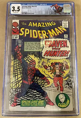Buy The Amazing Spider-Man #15 (Marvel Comics 1964) CGC 3.5 1st Appearance Of Kraven • 439.55£