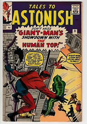 Buy Tales To Astonish #51 • 1964 • Vintage Marvel 9d.  Showdown With The Human Top!  • 4.20£