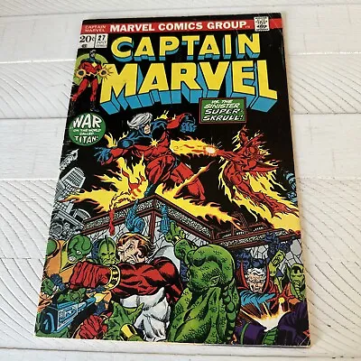 Buy Captain Marvel # 27 July 1973 Thanos Vintage 70s Comic Book • 23.82£