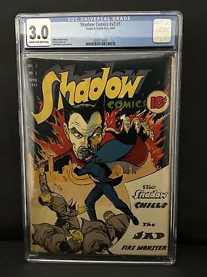 Buy Shadow Comics #v3 #1 CGC 1.5 1943 Classic Devil Cover! Pre-Code Horror • 639.36£