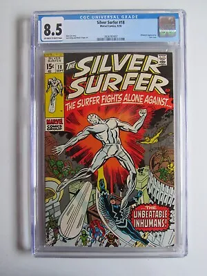 Buy Silver Surfer 18 CGC 8.5 WP Inhumans Last Issue 1970 • 157.33£