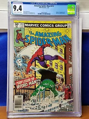 Buy THE AMAZING SPIDER-MAN #212 (1st Appearance Of Hydro Man) CGC 9.4  • 165.88£