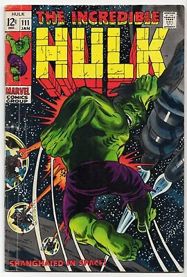 Buy Incredible Hulk 111, Key: 1st Galaxy Master, Ka-Zar. VF- Silver Age Marvel 1968 • 19.76£