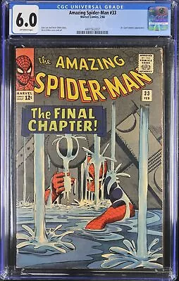Buy Amazing Spider-Man #33 CGC FN 6.0 Off White Classic Cover Stan Lee Ditko! • 295.02£
