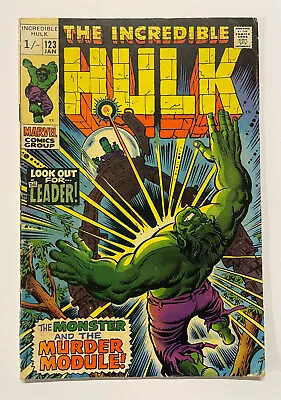 Buy Incredible Hulk #123. Jan 1970. Marvel. Vg+. Leader! Ff! 1st Ba Issue! Uk Price! • 10£