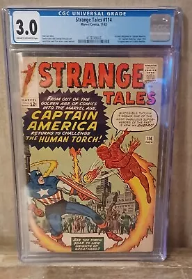 Buy STRANGE TALES #114 CGC 3.0 ( 1963 Marvel) ,LEE,KIRBY, DITKO 1st CAPTAIN AMERICA • 100.53£