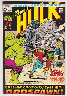 Buy Incredible Hulk #145 Fine Plus 6.5 The Colossus The Sphinx Herb Trimpe Art 1971 • 18.16£