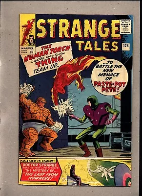 Buy Strange Tales #124_sept 1964_vf_paste-pot Pete_human Torch_dr. Strange_thing_uk! • 5.50£