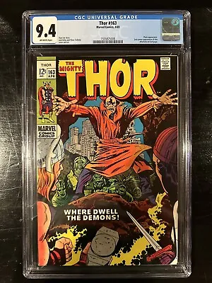 Buy The Mighty Thor #163 CGC 9.4 (Marvel 1969)  2nd Him (Warlock), Pluto Appearance! • 243.28£