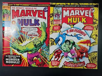 Buy The Mighty World Of Marvel Starring Hulk / Avengers #80 & #81 Marvel Uk 1974 • 0.99£