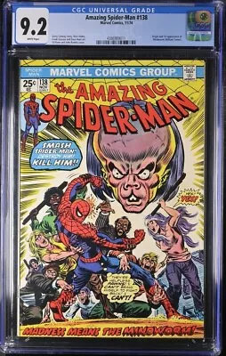 Buy Amazing Spider-Man 138 CGC 9.2 Origin & 1st Appearance Mindworm 1974 • 59.19£