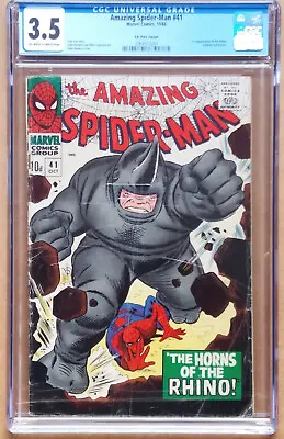 Buy AMAZING SPIDER-MAN #41 (1963 Series) - 1st App Of Rhino - CGC 3.5 OW/WP • 355£