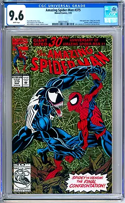 Buy Amazing Spider-Man 375 CGC Graded 9.6 NM+ Venom Gold Foil Marvel Comics 1993 • 63.19£