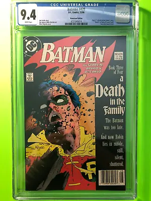 Buy Batman 428 12/88 Cgc 9.4 White Pages Death In The Family Newsstand Variant • 71.48£