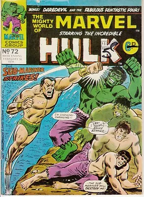 Buy Mighty World Of Marvel (MWOM), #72, 1974, Hulk, Daredevil, Fantastic Four • 2.30£
