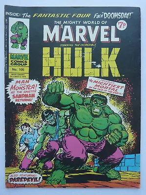 Buy Mighty World Of Marvel #105 - Hulk - Marvel UK Comic - 5 October 1974 FN 6.0 • 5.25£