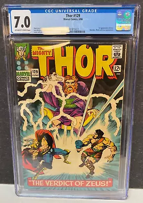 Buy Thor #129 Cgc 7.0 Ow Pages   1st Appearance Of Ares 1966 • 268.02£