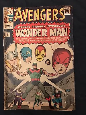 Buy AVENGERS #9 (1964) KEY ISSUE: 1st Appearance Wonder Man, Around GD- • 86.45£
