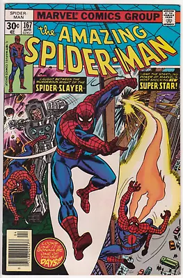 Buy The Amazing Spider-Man #167, Marvel Comics 1977 FN/VF 7.0 1st Will O The Wisp • 17.41£