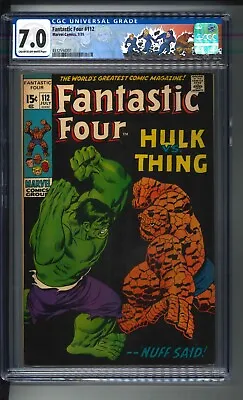 Buy Fantastic Four #112 (1971) CGC 7.0 CREAM To OFF-WHITE Pages With CUSTOM F4 Label • 261.20£