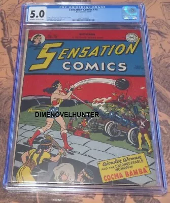 Buy Sensation Comics #70 Cgc 5.0 Wonder Woman Golden Age Comic • 706.98£