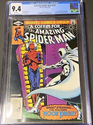Buy Amazing Spider-Man 220 1981 CGC 9.4 Moon Knight Cover HTF • 219.87£