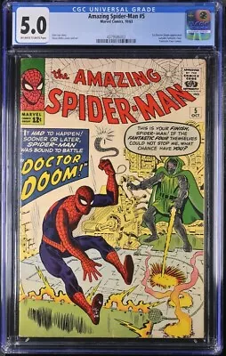 Buy Amazing Spider-Man #5 Marvel Comics, 10/63 CGC 5.0 • 1,203.71£
