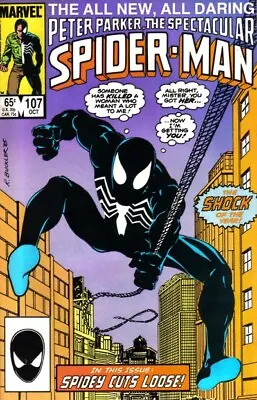 Buy SPECTACULAR SPIDER-MAN #107 F, Direct Marvel Comics 1985 Stock Image • 11.86£