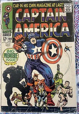 Buy Captain America #100~big Premiere Issue ~~ 1968 Silver-age~key Issue  • 160.12£