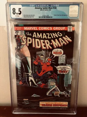 Buy The Amazing Spider-Man #144 8.5 CGC White Pages, Gwen Stacy Clone! Marvel 1975 • 75.98£