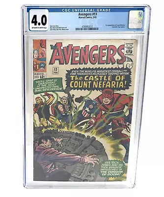 Buy Avengers #13 CGC 4.0, 1965 Kirby/Stan Lee KEY 1st App Of Count Nefaria, FF Cameo • 10.50£