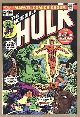Buy Incredible Hulk 178 VF+ Death & Rebirth Of Warlock! MAN-BEAST! 1974 Marvel V393 • 53.56£