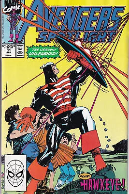Buy AVENGERS SPOTLIGHT Vol. 1 #31 April 1990 MARVEL Comics - Hawkeye & USAgent • 23.38£