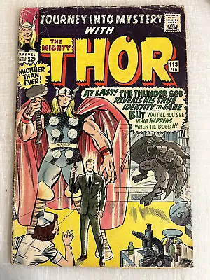 Buy Journey Into Mystery Mighty Thor 113 Silver Age Origin Of Loki Marvel Comics • 23.69£