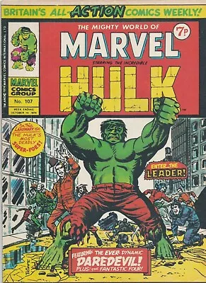 Buy MIGHTY WORLD OF MARVEL COMIC UK #107 Oct 19th 1974 HULK The Leader Daredevil • 4£