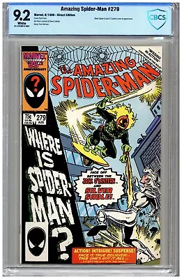Buy Amazing Spider-Man # 279  CBCS  9.2  NM-  White Pgs  8/86  Silver Surfer & Jack  • 51.39£
