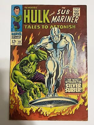 Buy Tales To Astonish #93 FN+ 6.5 Silver Surfer Vs Incredible Hulk! Marvel 1967 • 217.42£