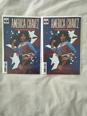 Buy AMERICA CHAVEZ MADE IN THE USA #3 COLA VARIANT  X2 -1ST APP OF CATALINA CHAVEZ • 46£