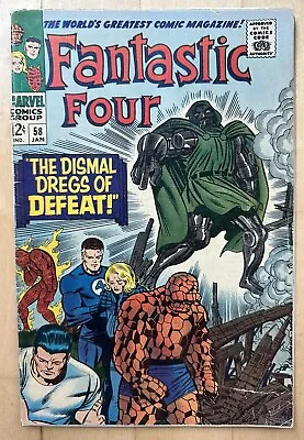 Buy Fantastic Four #58 Marvel 1967 Silver Age Doom Cover Appearance Jack Kirby VG- • 19.79£