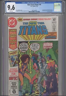 Buy New Teen Titans #16 CGC 9.6 1982 DC Comics First Captain Carrot George Perez • 47.40£