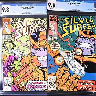 Buy Silver Surfer #34 9.6 & 44 9.8 CGC 1990 Marvel (Thanos Return)(1st App Gauntlet) • 236.61£