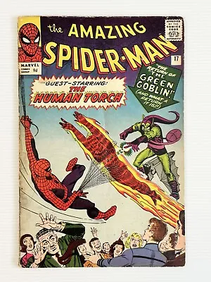 Buy Amazing Spider-Man #17 1964 VG Human Torch Green Goblin Pence Copy • 300£