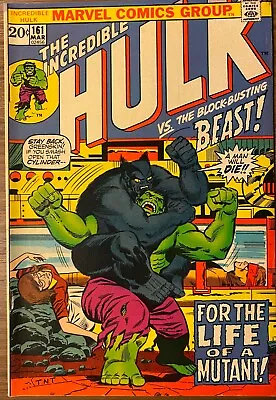 Buy THE INCREDIBLE HULK 161 (1973) Marvel Bronze Age KEY Hulk Vs Beast!!! • 40.02£