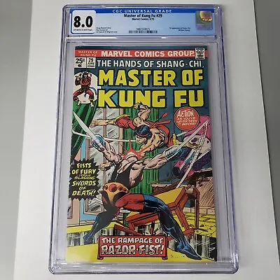 Buy Master Of Kung Fu #29 CGC 8.0 OWTW Pages 1st App Of Razor-Fist Marvel Comic 1975 • 47.43£